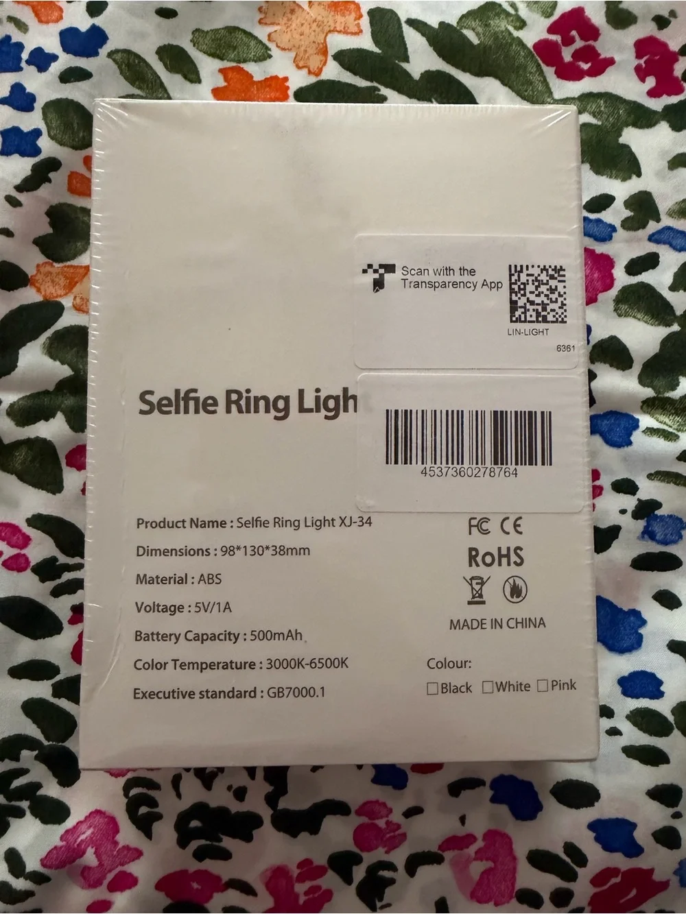 COS white selfie stick tripod box Selfie Ring Light XJ-34